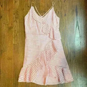 TJD The  Jetset Diaries Marley Striped Mini Dress
Surplice V Neck Ruffles Size M